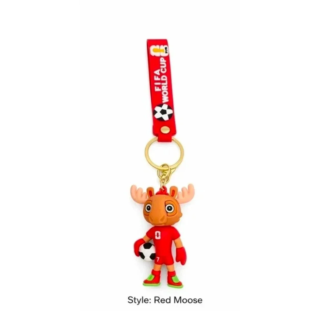 2026 World Cup Cartoon Mascot 4 Keychain Soccer Trophy Cute Animal Gift Fans